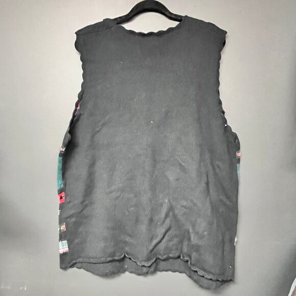 vintage 2XL women's plus size Christmas v neck  sweater vest green black red - Picture 3 of 5
